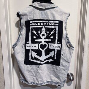 Sleeping with Sirens Feel Acid Wash Denim Vest w/ Removable Hood